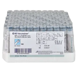 BD Vacutainer ® Buizen voor glucose- en lactaatbepaling PET, Na-fluoride (1,5mg/mL)/Na2 EDTA (3,0mg/mL), papieren label,Hemogard dop, stop kleur: grijs | 13 x 75 mm | 4 ml